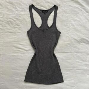 Bebe grey shimmer knit racer back tank top Size Large